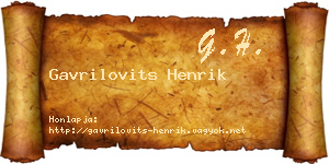 Gavrilovits Henrik névjegykártya